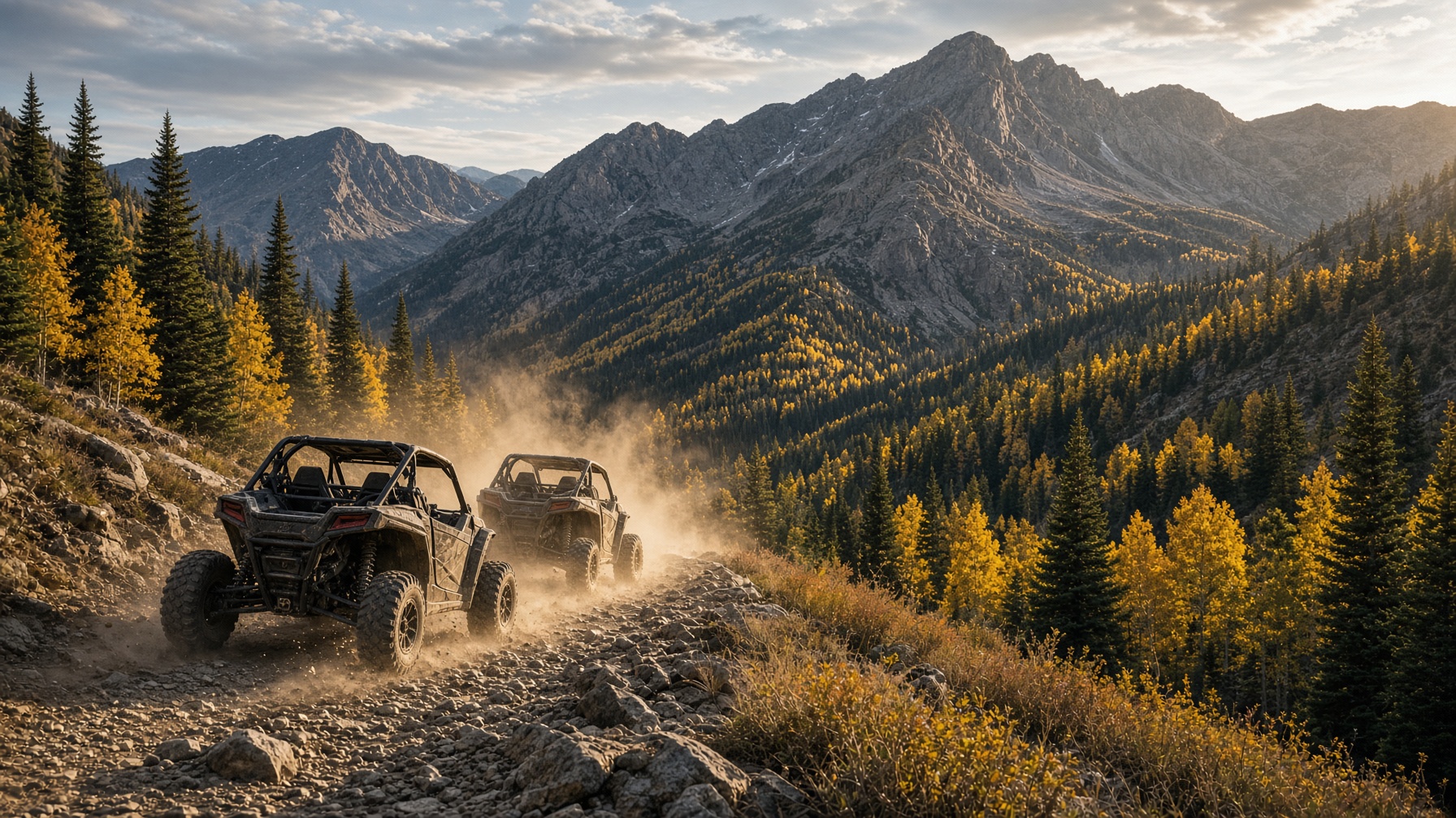Side-by-sides on a high alpine trail in the Colorado Rockies
